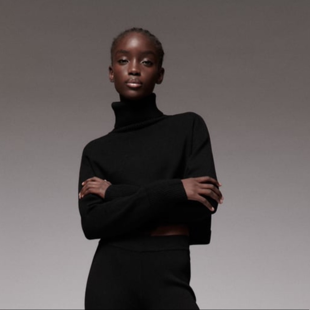 Zara black turtleneck long sleeve- Cropped